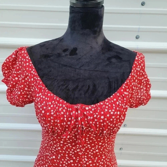 Morning Mist Women Floral Print Off The Shoulder Lined Button-Down Mini Dress S - Picture 11 of 12